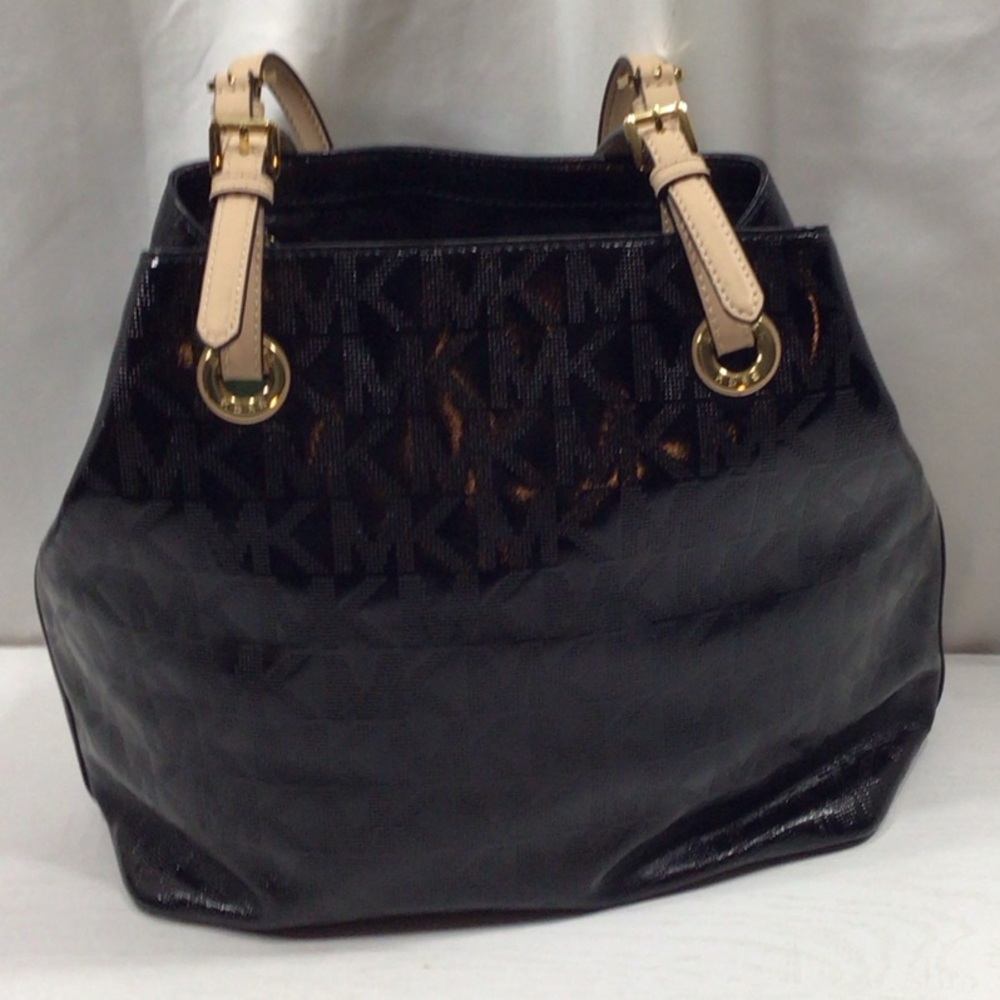 Michael Kors Jet Set Black Patent Leather Tote